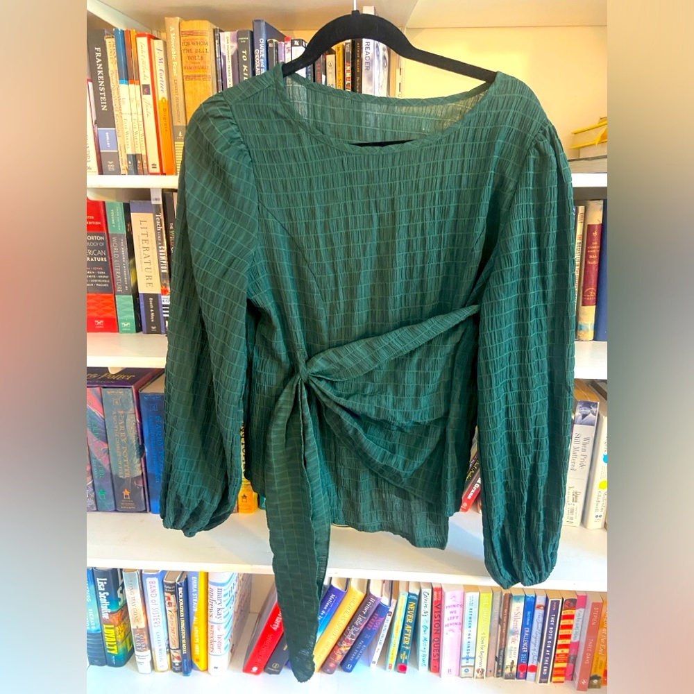 Hunter Green Wrap-Look Top Size Large